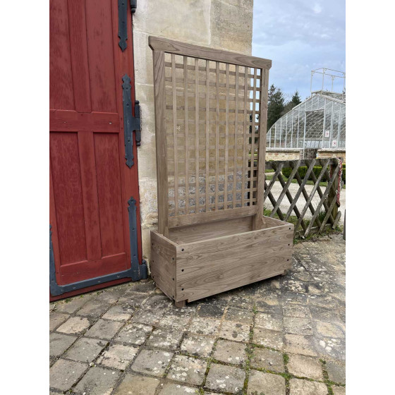 bac jardinière avec treillis couleur taupe