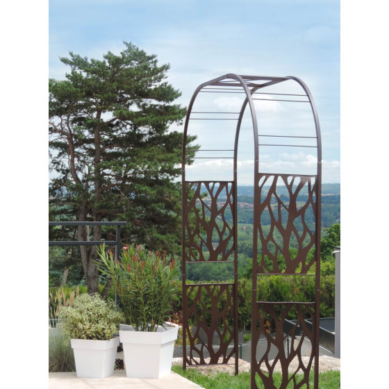 Arche de jardin double en acier gris anthracite