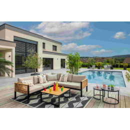 Salon de jardin en teck et aluminium 5 personnes
