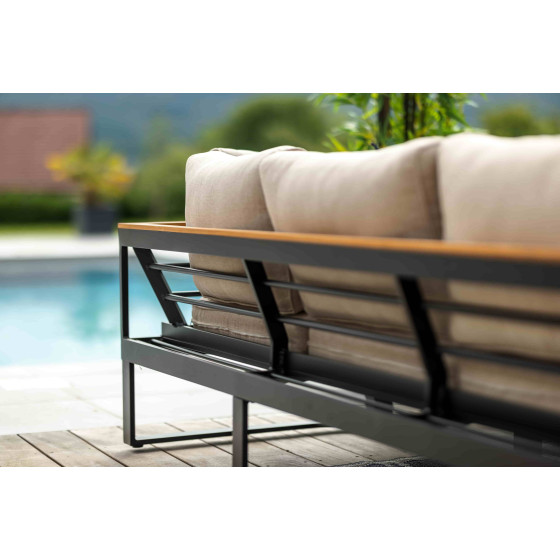 Salon de jardin bas en teck et aluminium