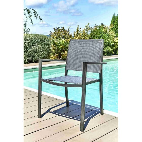 Fauteuil de jardin teck grisé pour ensemble table de jardin