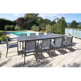 Table de jardin extensible en aluminium teck grisé