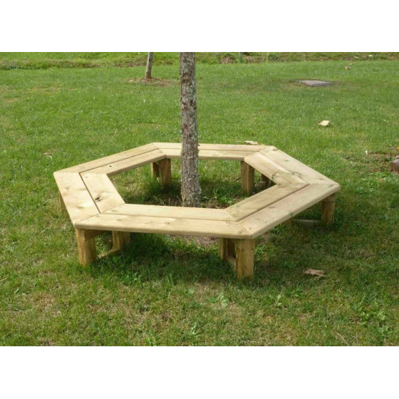 Banquette tour d'arbre hexagonal en bois pour enfant