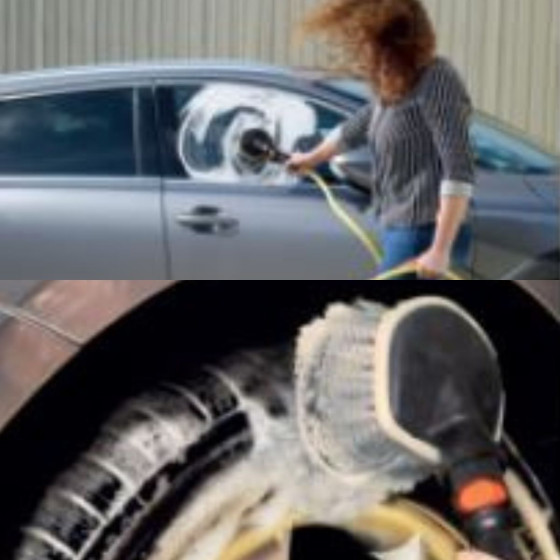 Brosse de lavage voiture à fixer sur tuyau d'arrosage