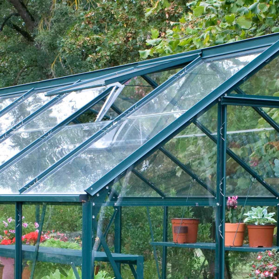 Serre de jardin en verre vert