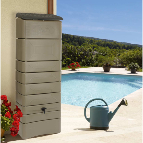 Réserve d'eau de pluie murale 300 L taupe
