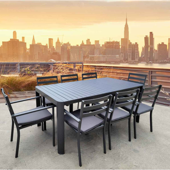 8 fauteuils de jardin avec table rectangulaire