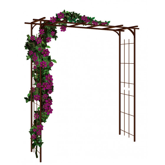 Pergola de jardin double droite en acier fer vieilli