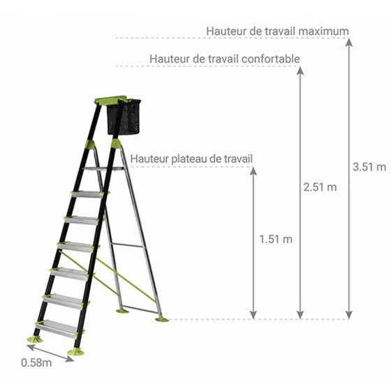 Escabeau de jardin 7 marches dimensions
