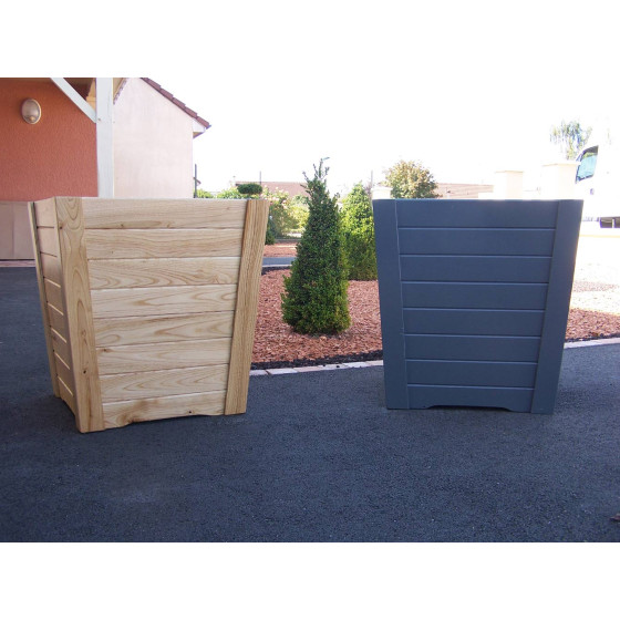 pot de fleur bois forme conique