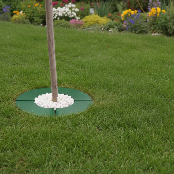 bordure ronde pour arbre acier vert