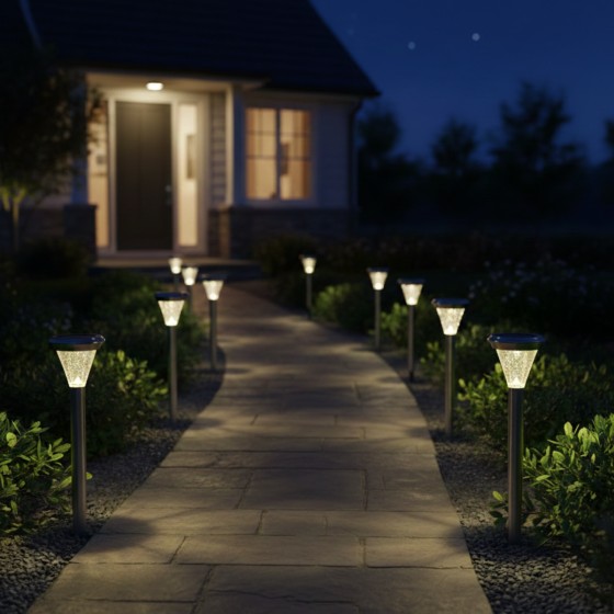 lampe solaire exterieur inox eclairage allee jardin