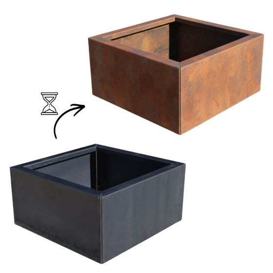 bac acier noir qui se patine en acier corten