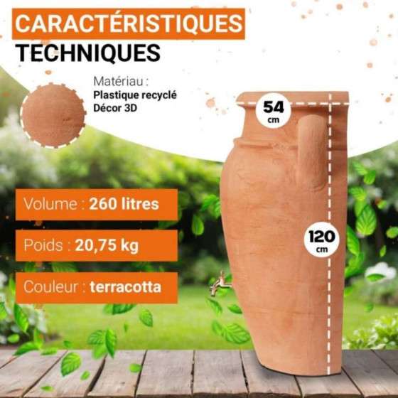 recuperateur d'eau de pluie mural amphore garantia