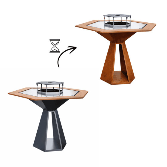 Brasero barbecue plancha en acier corten