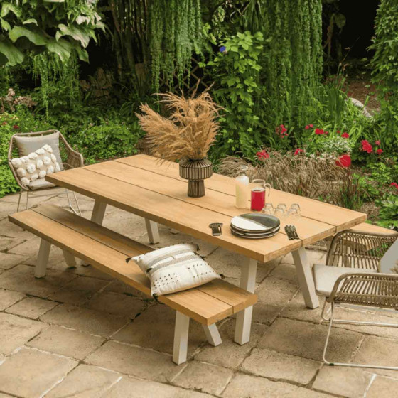 grande table de jardin en teck rectangulaire