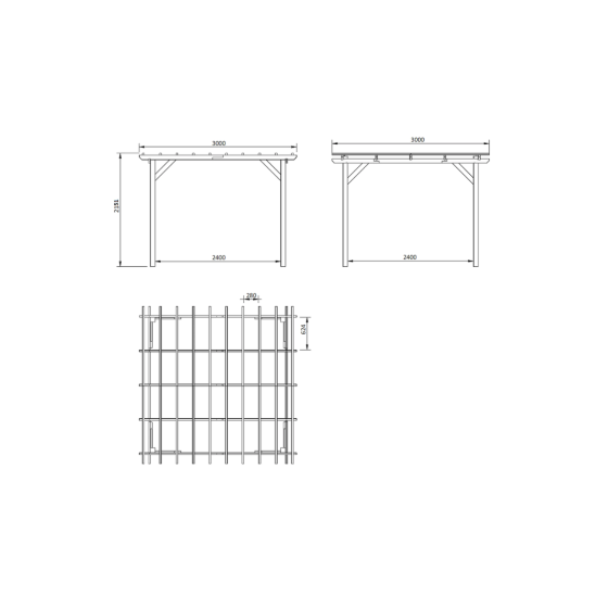 Pergola autoportee en bois 215x300x300