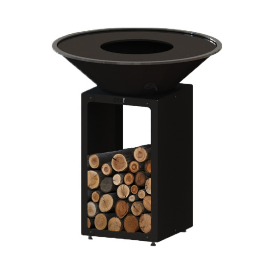 barbecue plancha braséro en acier noir 88 cm