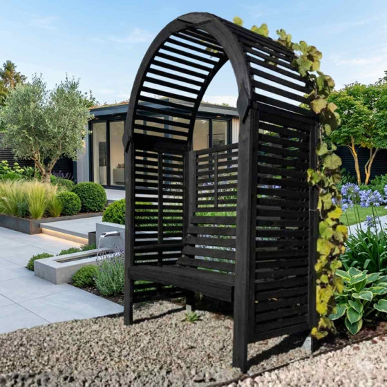 banc de jardin avec tonnelle couleur noir