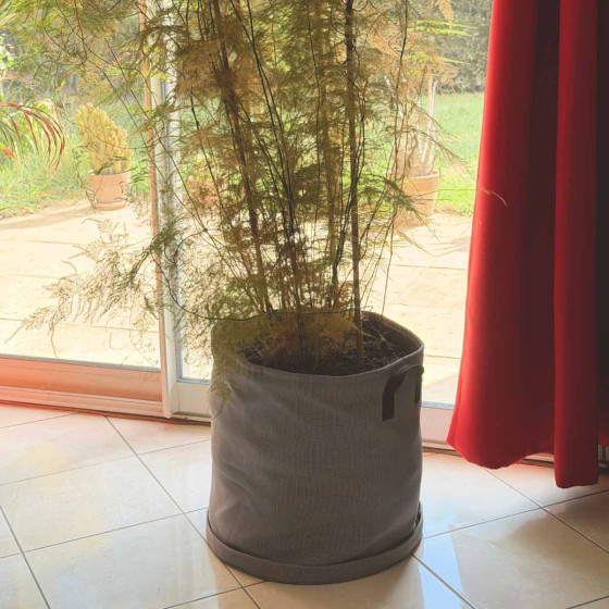 pot de plantation en tissu francais gris clair