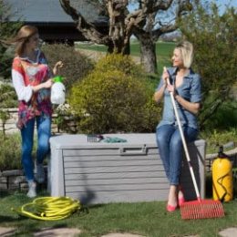Coffre de rangement exterieur gris en résine 550 litres