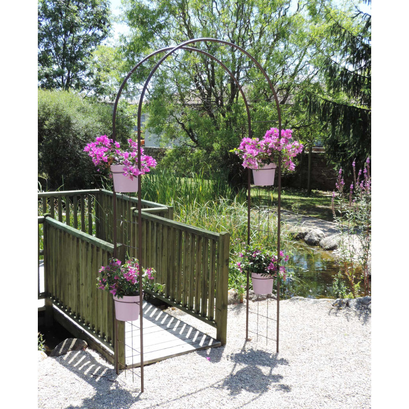 Petite arche de jardin pour plantes grimpantes en acier fer vieilli