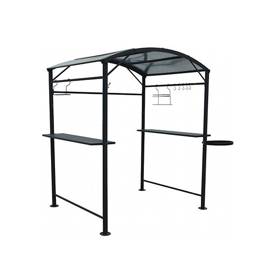 Carport en acier gris anthracite pour barbecue