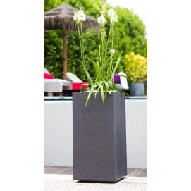 Bac à fleurs carré haut 31 litres gris anthracite