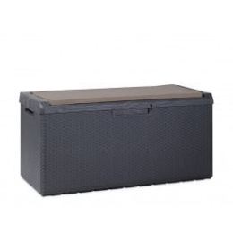 Coffre de rangement extérieur en résine tressée gris 350 L