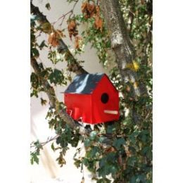 Nichoir oiseau en métal rouge