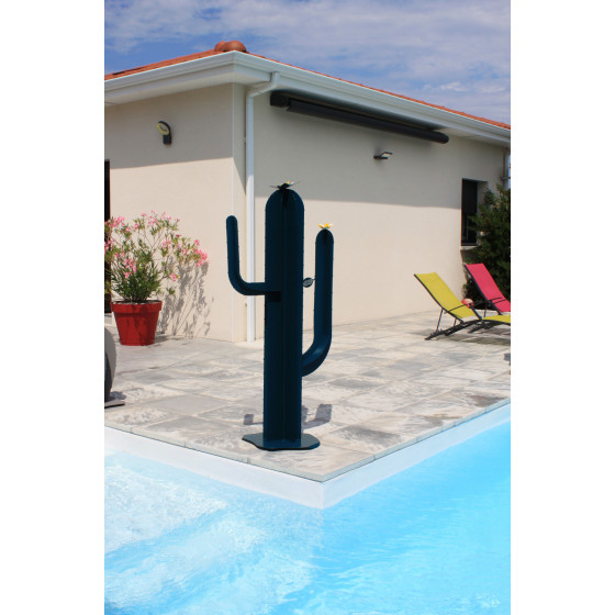 Cactus décoratif extérieur en acier 150 cm 3 bras bleu canard