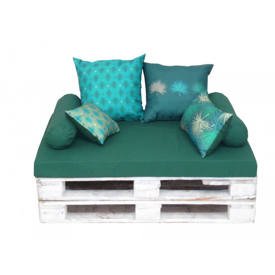 Coussin et assise pour palette 80 x 120cm vert ambiance Bali