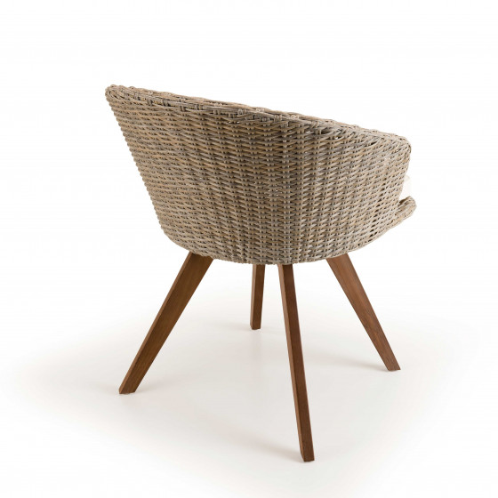 Fauteuil de jardin en rotin synthétique avec coussin écru