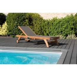Bain de soleil teck et textilene couleur taupe