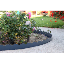 bordure de jardin gris dans massif de fleurs