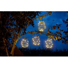 Guirlande solaire guinguette 50 LEDs blanc chaud design ampoule 5