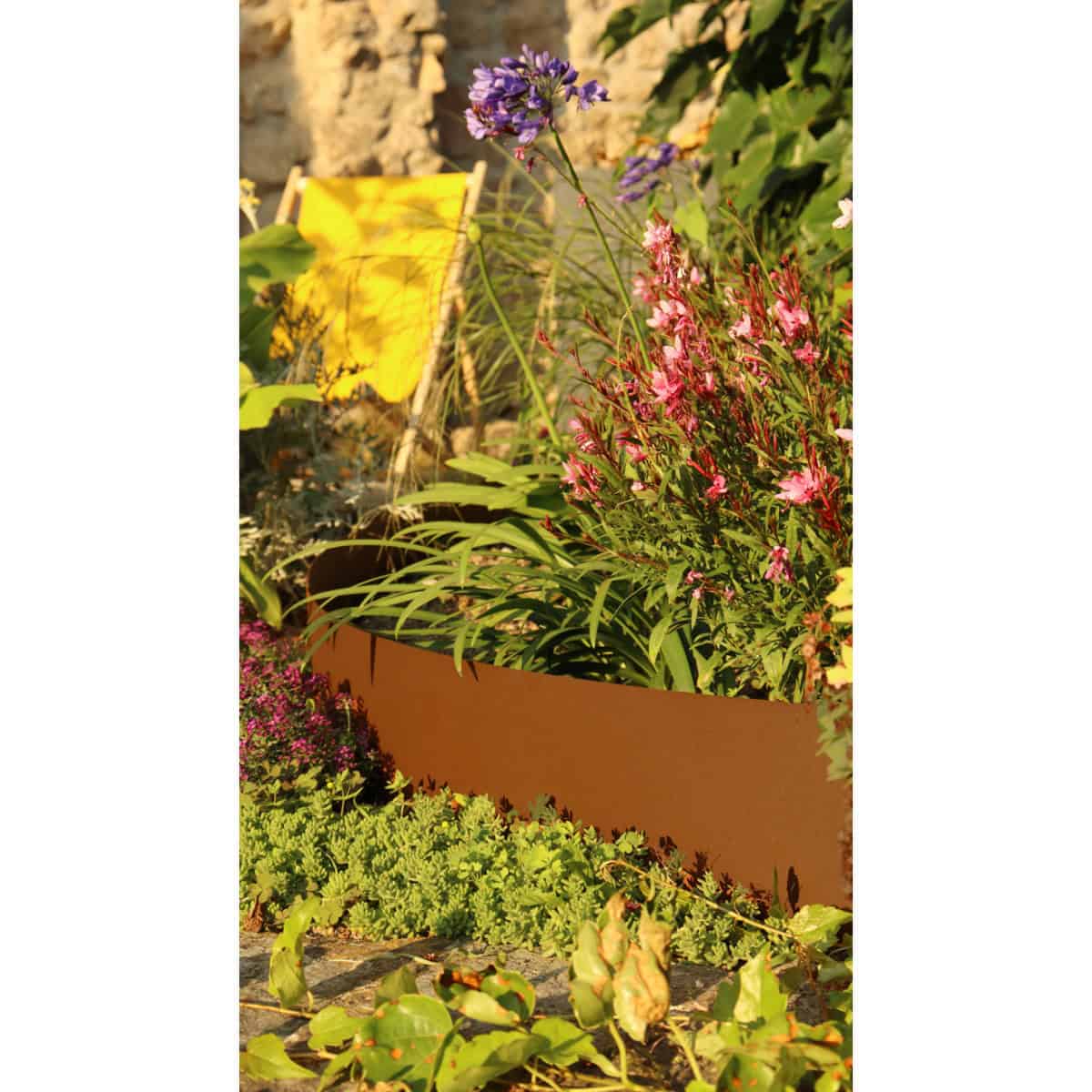 Déco de jardin en fer rouillé, avec pierre, 240 cm