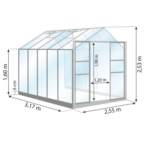 Serre de jardin en verre et aluminium 8,1 m² et 9,7 m²