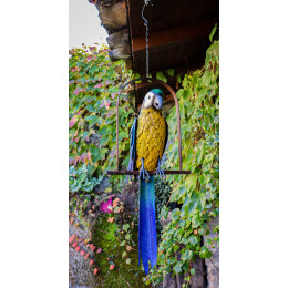 perroquet en métal à suspendre