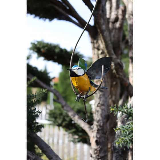 mésange à suspendre en métal recyclé